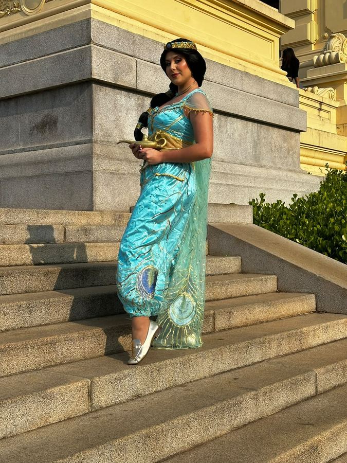 Jasmine de Aladdin, personagem viva para festa infantil